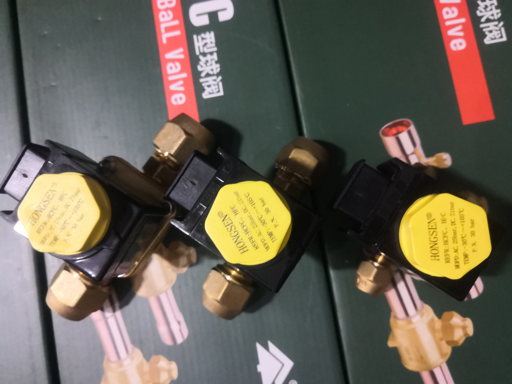 HONGSEN solenoid valve 1064 1068-4 screw port 1 2 welding port 4 points 12mm refrigerator refrigeration solenoid valve
