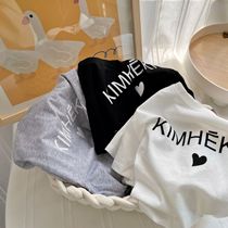 Chen Ma childrens T-shirt 2021 summer new male and female letters love short sleeve baby Korean round neck simple tide T