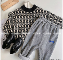 Chen Ma childrens trousers 2020 Autumn boys and girls Korean version of solid color velvet trousers baby Foreign casual Tide pants