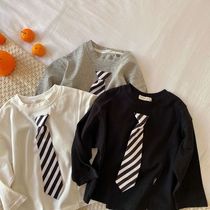 Chen Ma childrens T-shirt 2021 Spring and Autumn new male and female tie long sleeve T baby Korean solid color base shirt tide