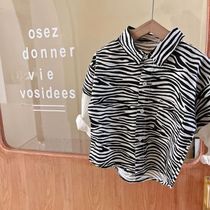 Chen Ma Childrens Shirt 2021 Spring New Male and Female Korean Zebra Shirt Baby Fake Two Cardigan Tide