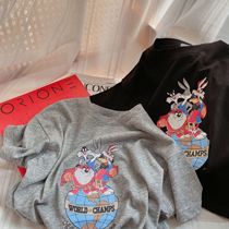 Chen Ma childrens T-shirt 2021 summer new male and female children cartoon print round neck short sleeve baby Korean rabbit top