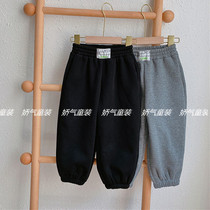 Chen Ma childrens pants 2020 autumn and winter boys and girls solid color grinding wool plus velvet sports pants tide baby casual pants thick