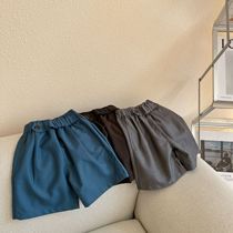 Chen Ma childrens middle pants 2021 summer new product boys and girls solid color side buckle suit shorts baby simple five-point pants tide