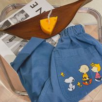 Chen Ma childrens pants 2021 summer new male and female children cartoon pocket casual pants baby Korean Tide pants