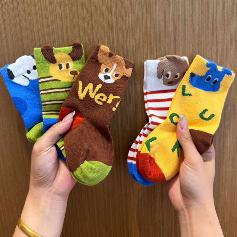 Children's Socks Autumn and Winter New Cartoon Cute Puppy Boys' Socks Spring and Autumn Boys' Student Versatile Socks