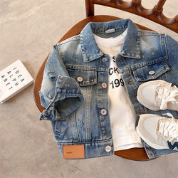 Chen Mu Children's Jacket 2024 Spring New Men's Pure Color Crowd Denim Cloth Baby Baby Baby