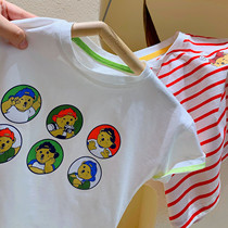 Chen Ma childrens T-shirt 2021 summer new male and female children cartoon bear cotton short sleeve t baby Korean round collar tide shirt