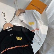 Chen Ma childrens T-shirt 2021 new products in summer boys and girls letters cotton cotton short sleeve t baby Korean round neck top tide tide