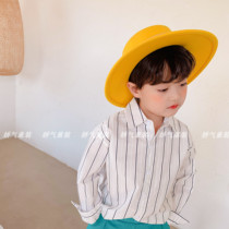 Chen Ma 2021 Spring and Autumn new childrens striped long sleeve shirt boys and girls simple cardigan baby Foreign style top tide