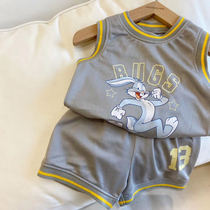 Chen Ma 2020 Summer new childrens basketball set Boys cartoon rabbit bunny sleeveless vest shorts two-piece set