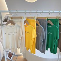 Chen Ma childrens home clothing 2021 summer new male and female children elastic home set baby leisure two-piece set