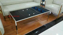 Jinan office tempered glass coffee table reception area stainless steel coffee table combination simple 4 feet coffee table