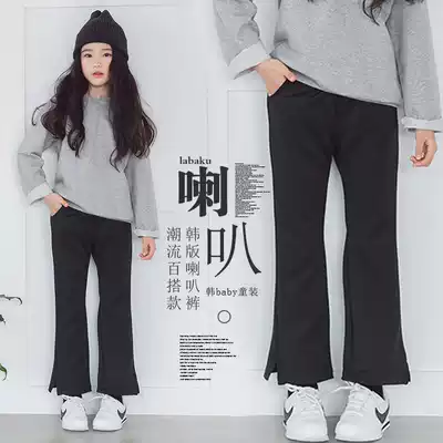 Girls ' pants Korean autumn 2021 new middle and large children's side split Western style stretch pants little girl flared pants