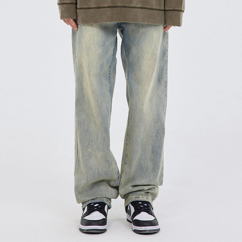 (WUT official store) Winter Series Original Design Water Wash Retro Iceland White Blue Jeans Long Pants