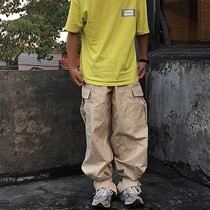 (WUT Official store)2020AW Khaki adjustable strap Multi-pocket overalls Loose pants