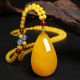 Beeswax sweater chain large pendant long 2023 new versatile 18k red jade zodiac year necklace safety buckle