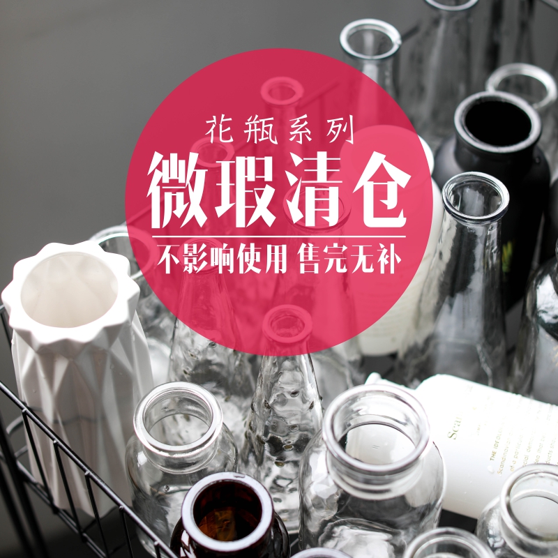 (Clumsy Elephant) (2022) (Clearance) Micro-defect ins glass vase with dry flower decoration