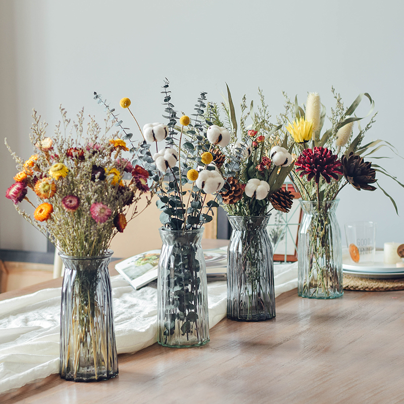 Nordic Natural Dry Flowers Real Bouquet Jugali Leaf Cotton Gold Balls Add Vases to Decorative Flowers on the Table