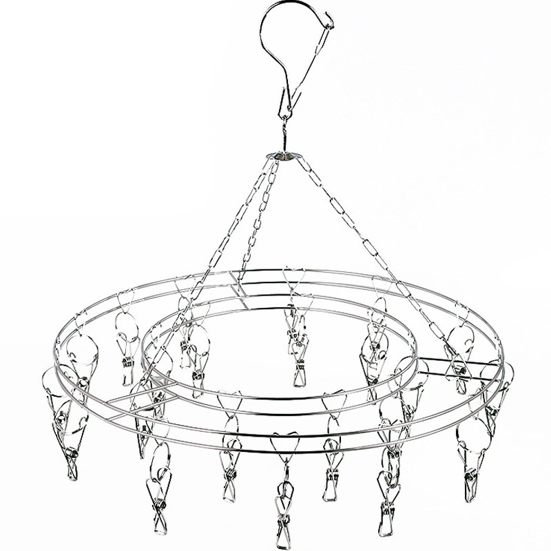 Stainless Steel Clothes Hanger God Instrumental Multi Clip Hanger Windproof Hook Multifunction Underwear Sundry Socks Drying Clothes Basket