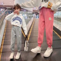 Pants girls big boys 2022 new explosion style fashion spring and autumn fashion black childrens casual girls childrens clothing