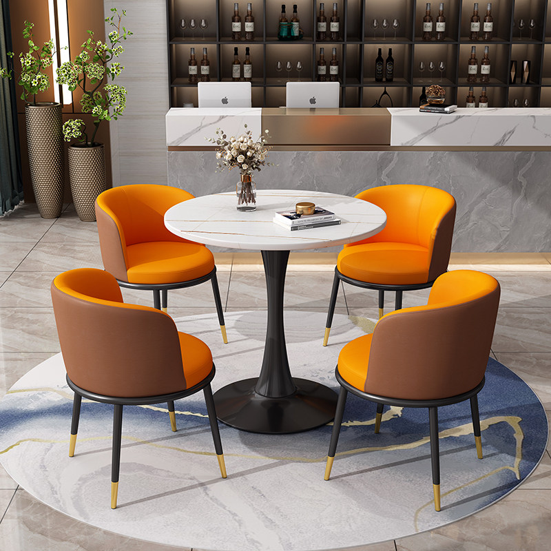 Light luxury simple rest area reception business negotiation sample house display center milk tea shop round table rock board negotiation table and chair combination