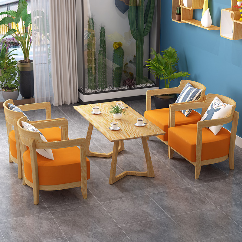 Cafe Table and Chair Combination Dessert Shop Western Restaurant Qing Bar Music Bar Book Bar Reception Negotiation Sofa Dining Furniture