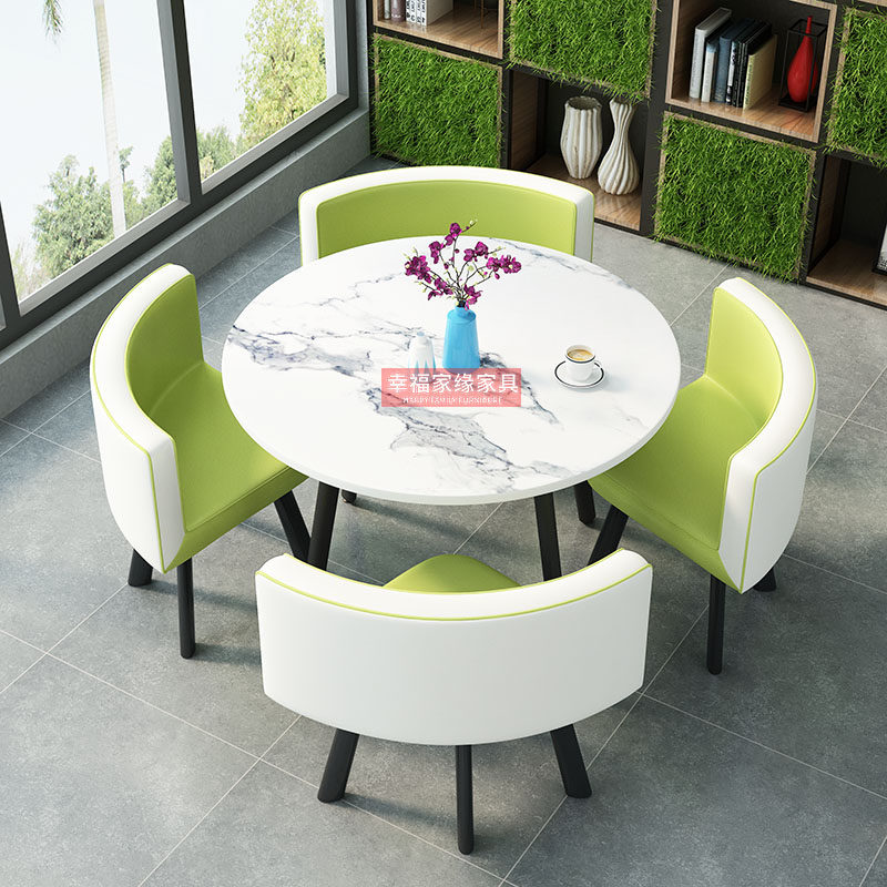 Simple milk tea shop negotiation reception table and chair combination shop reception office leisure round table and chair square dining table Nordic