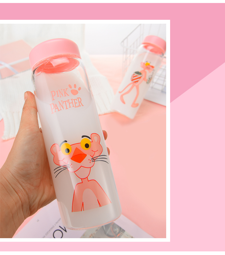 Phiên bản Hàn Quốc dễ thương màu hồng da báo thủy tinh xu hướng sáng tạo nữ sinh viên cốc di động tươi Hàn Quốc cốc trái tim cô gái bình giữ nhiệt có nhiệt độ