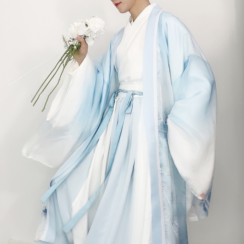 Moshangyu Hanfu, Wei and Jin Dynasty Style, Han Elements, Waist-Length Set, Unisex, Landscape Print, Large Sleeves, Spring and Autumn Style