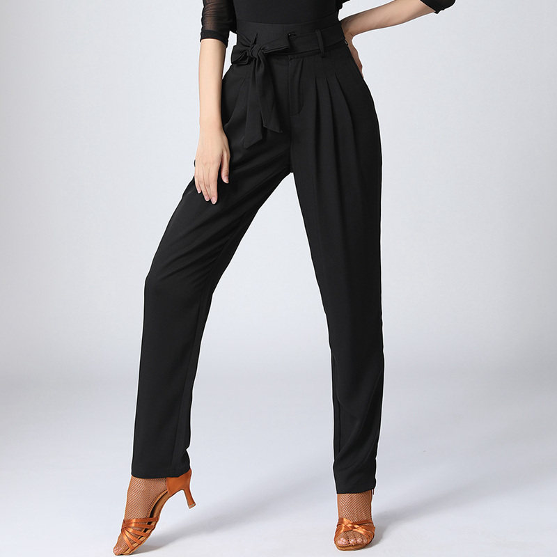 High-end Latin dance pants 2021 new high-waisted ladies black professional national standard dance modern pants small feet dance pants