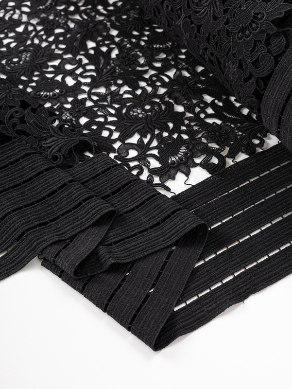 Swiss for Val+ 450g Black Pure Cotton Heavy-Duty Three-Dimensional Lace Fabric /La 201 Swiss for Val+ 450g Black Pure Cotton Heavy-Duty Three-Dimensional Lace Fabric /La 201