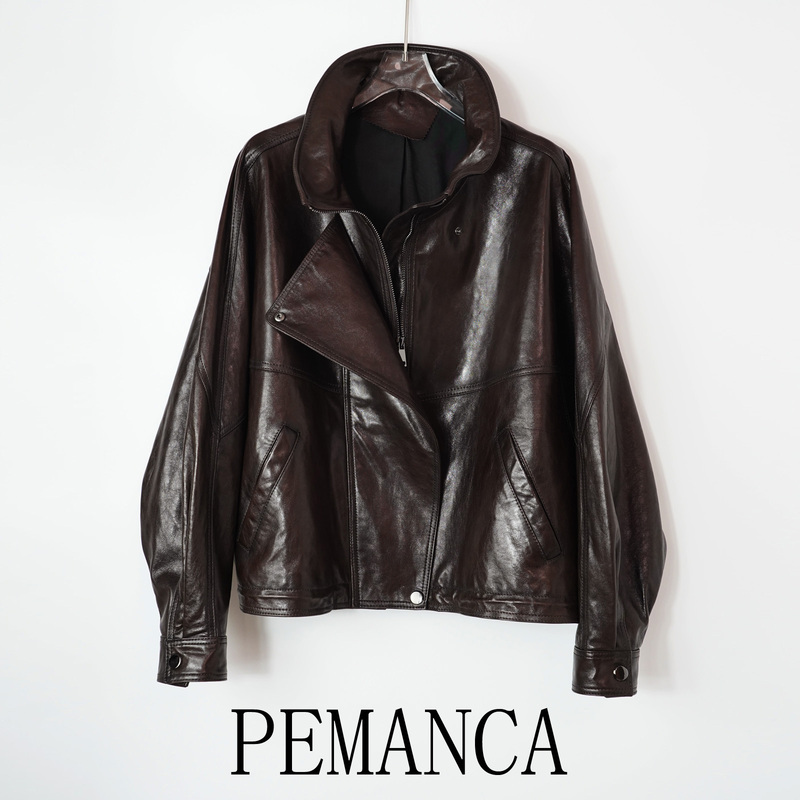European Light Luxury Imported Oil Wax Sheepskin Jacket for Women, Stand Collar, Loose Fit, Vintage Biker Genuine Leather Jacket