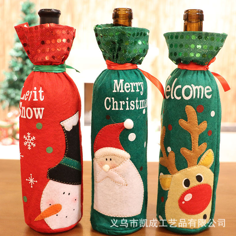 Christmas decorations wine bottle set Christmas decorative wine set