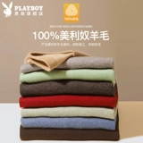 Playboy, зимний свитер, удерживающая тепло футболка, мужской шерстяной лонгслив, оверсайз, круглый воротник