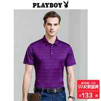 2018 Playboy Mùa Hè Mới Casual Breathable Thời Trang Nam T-Shirt Polo Áo Sơ Mi Ngắn Tay Áo Ve Áo Kẻ Sọc Nam áo khoác polo