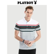 Playboy 2018 mùa hè kinh doanh mới thanh niên sọc polo áo sơ mi nam casual t-shirt ngắn tay áo sơ mi nam