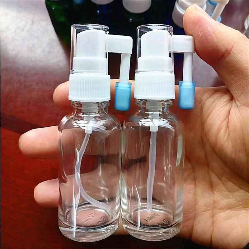 Transparent Glass Oral Spray Bottle Fine Mist Elephant Trunk Spray Bottle Rocker Spray Throat Mouth Atomizer Small Medicine Bottle