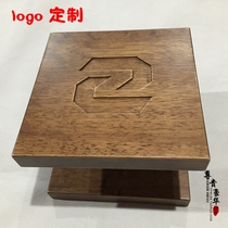 Square glass door door solid wood handle Log wood door personality handle Chinese engraving logo custom