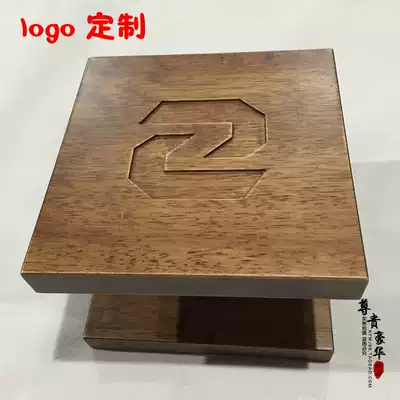 Square glass door door solid wood handle Log wood door personality handle Chinese carved logo custom