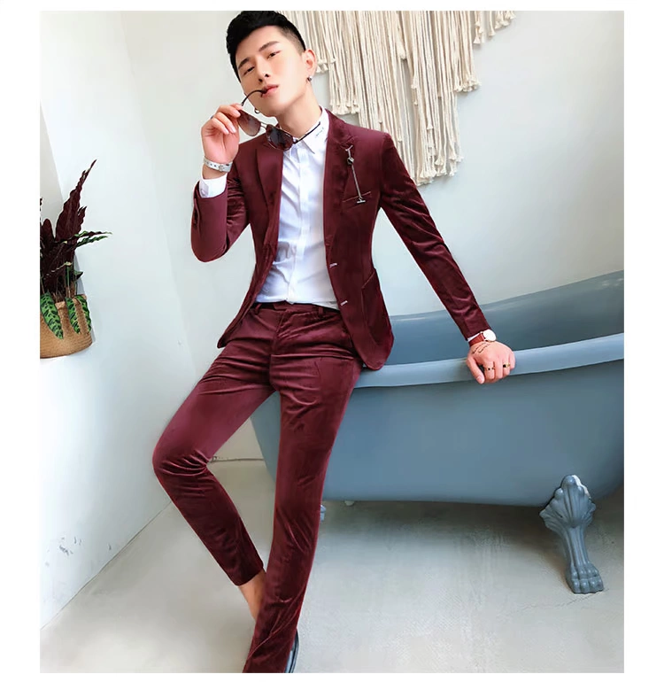 Autumn Slim phiên bản Hàn Quốc của bộ đồ đơn ngực nhỏ phù hợp với nam hai mảnh hợp thời trang nhà tạo mẫu tóc đẹp trai