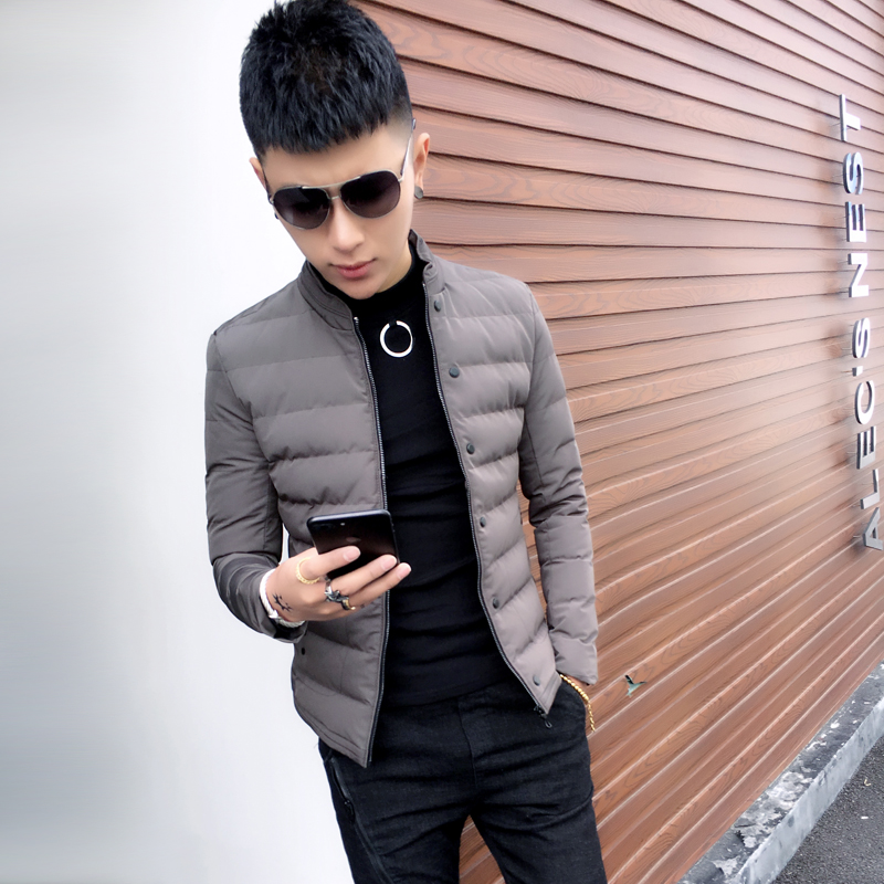 2022 winter new cotton jacket trendy men's thin cotton jacket youth self-cultivation fashion personality short stand collar cotton jacket