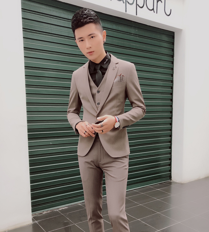 Men's British style slim business casual suit suit Korean version handsome small suit Youth night three-piece set tide