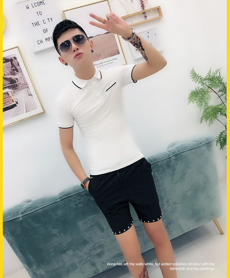 Mùa hè 2018 mới cho nam áo thun ngắn tay ve áo mỏng POLO xu hướng áo sơ mi nam giản dị nửa áo áo thun nam có cổ