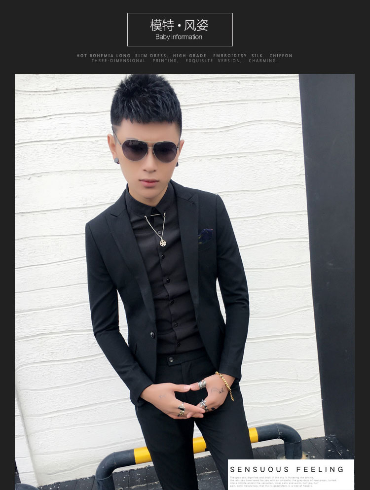 Bộ đồ vest nam phù hợp với phiên bản Hàn Quốc của bộ đồ nhỏ tự tu luyện nam chuyên nghiệp tạo mẫu tóc hộp đêm giải trí Anh hai mảnh áo nam