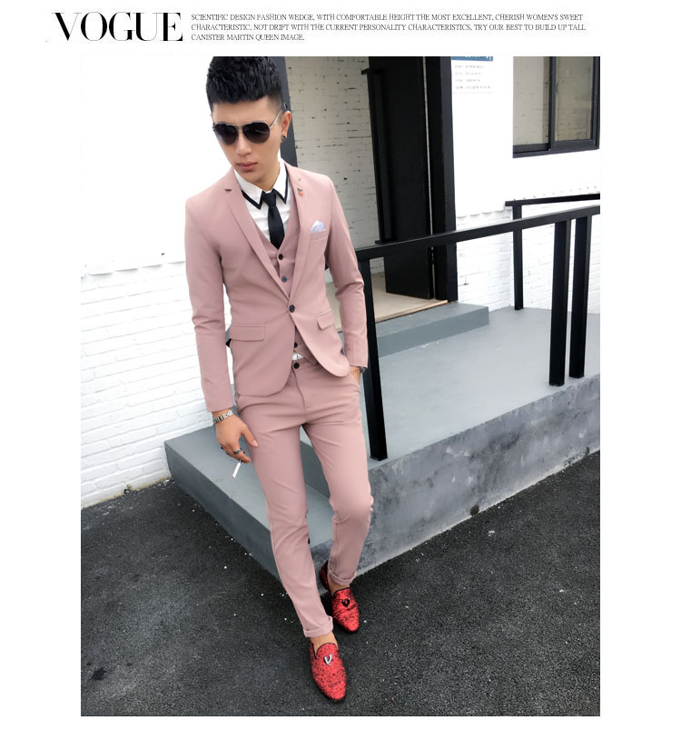 Thanh niên mùa thu đông 2018 Phong cách Anh phù hợp với quần tây nam ba mảnh hộp đêm kiểu tóc phù hợp với nhỏ áo nam đẹp