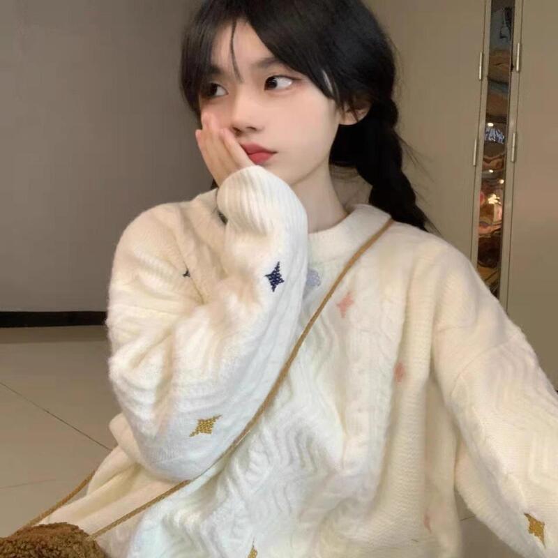 Japanese Retro Cute Soft Twist-Knit Sweater for Women, Autumn and Winter Lazy Style Loose Pullover Thick Knit Top Japanese Retro Cute Soft Twist-Knit Sweater for Women, Autumn and Winter Lazy Style Loose Pullover Thick Knit Top