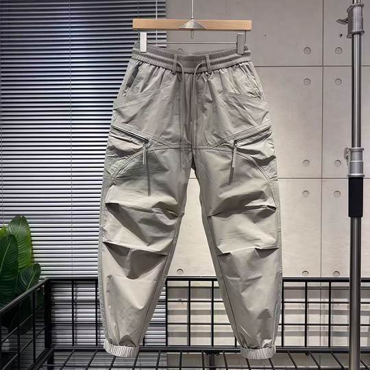 2025男士春秋季新款拼接工装裤时尚潮流百搭舒适休闲束脚哈伦裤