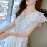 Платье, летняя одежда, летний приталенный корсет, шифоновая длинная юбка, в цветочек, коллекция 2022