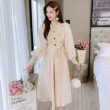 Трикотажное вельветовое осеннее демисезонное платье, коллекция 2022, городской стиль, в западном стиле